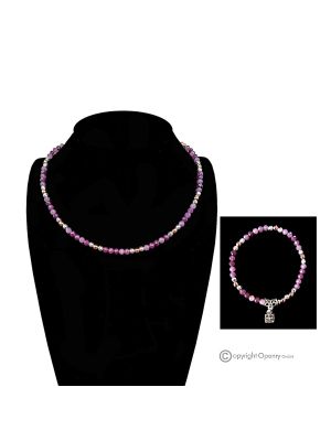 VIOLA - Set con collana e bracciale, ametista ed ematite, artigianato italiano fatto a mano.