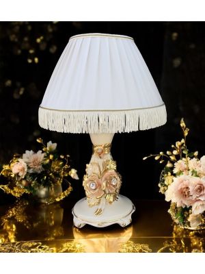 LAMPADA da tavolo abat-jour ceramica artistica stile Barocco dettaglio oro 24k Made in Italy