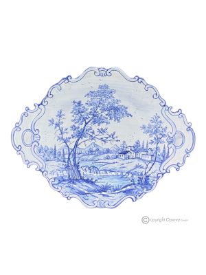VASSOIO BAROCCO, piatto da portata in ceramica artistica autentica, fatto e dipinto a mano.