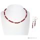 ELEGANCE  – Set collana e orecchini in granato rosso ed ematite argento, fatto a mano.