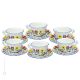 TAZZE UCCELLINI set 6 tazze da tè cappucino con piattino ceramica di Castelli fatta a mano autentica Abruzzo Made in Italy
