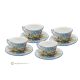 Set tazze da cappucino con piattino ceramica autentica di Castelli fatta e dipinta a mano.-4 set