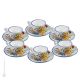 TAZZINE FIORACCIO POLICROMO set 6 Tazzine  da caffè espresso con piattini ceramica di Castelli fatta a mano autentica Abruzzo Made in Italy